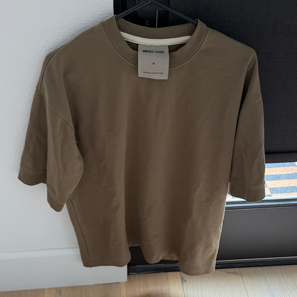 Amongst Others Men's Crewneck T-Shirt - Olive Brown Size Medium